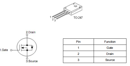 76N60N參數代換,KCM3560A場效應管參數引腳圖,76A 600V-KIA MOS管